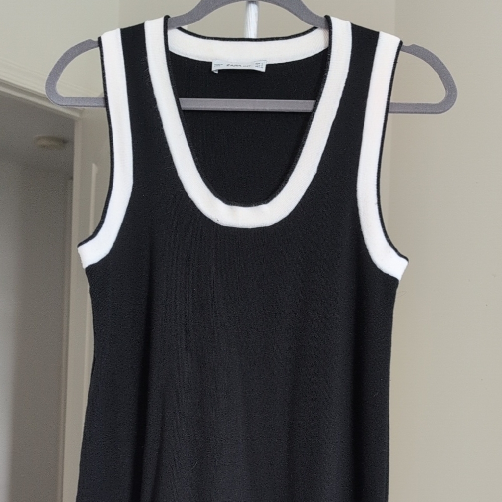 Zara Knit Black and White Sleeveless Dress - Picture 4 of 6
